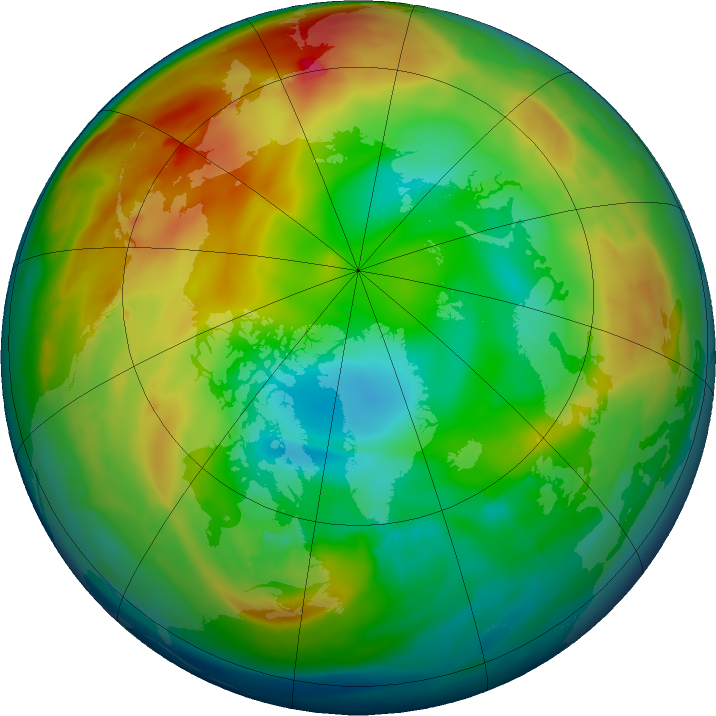 Arctic ozone map for 14 January 2016